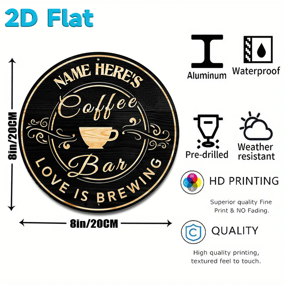 Custom Name Coffee Bar Round M - Home Bar And Kitchen ulasan dan harga
