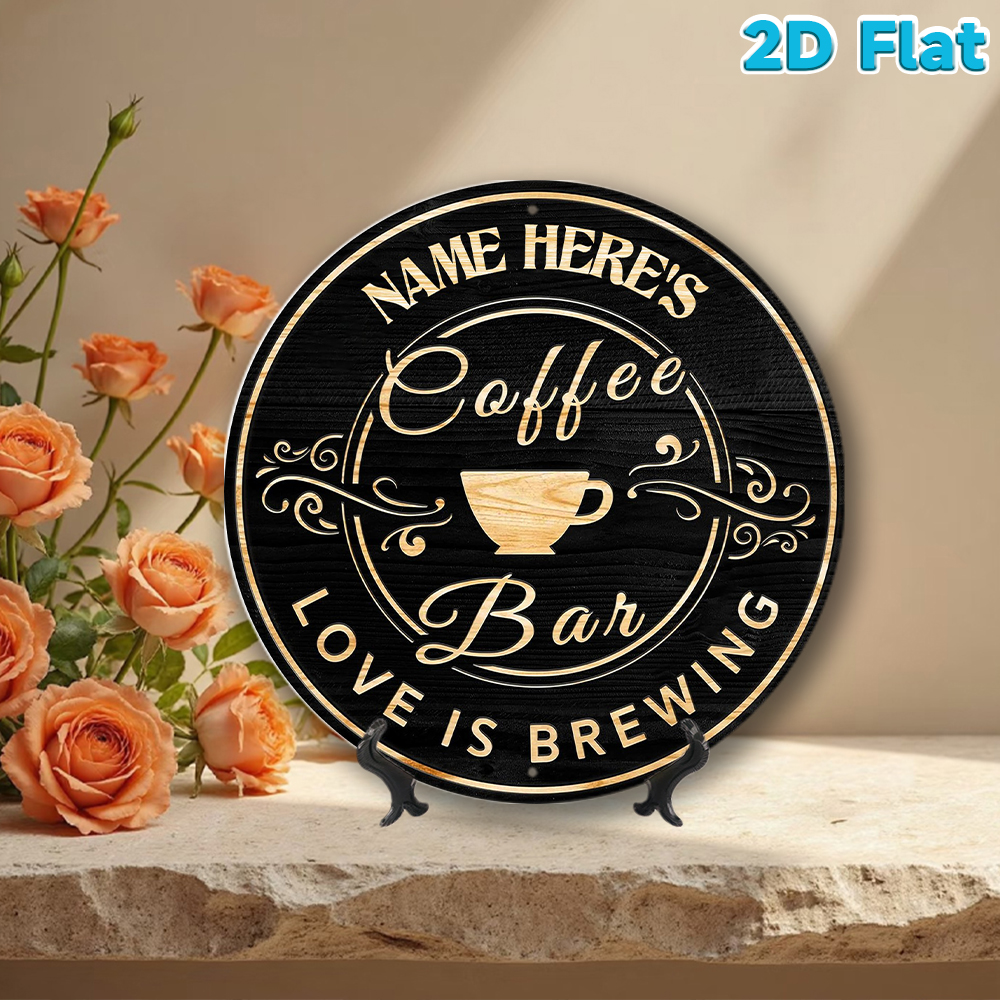 Custom Name Coffee Bar Round M - Home Bar And Kitchen ulasan dan harga