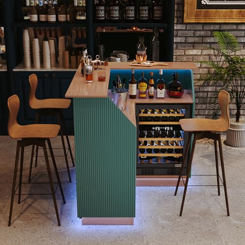 Green Fluted L-Shape Corner Ba - Home Bar And Fridge ulasan dan harga