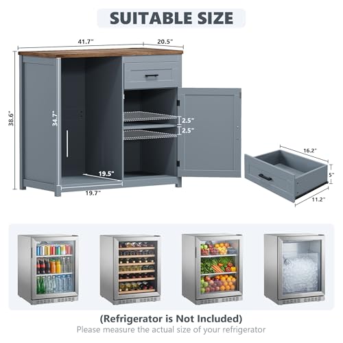 Farmhouse-Style 41.7 Inch Blue - Home Bar And Fridge ulasan dan harga