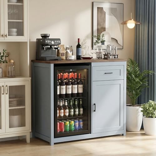 Farmhouse-Style 41.7 Inch Blue - Home Bar And Fridge ulasan dan harga