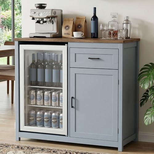 Farmhouse-Style 41.7 Inch Blue - Home Bar And Fridge ulasan dan harga
