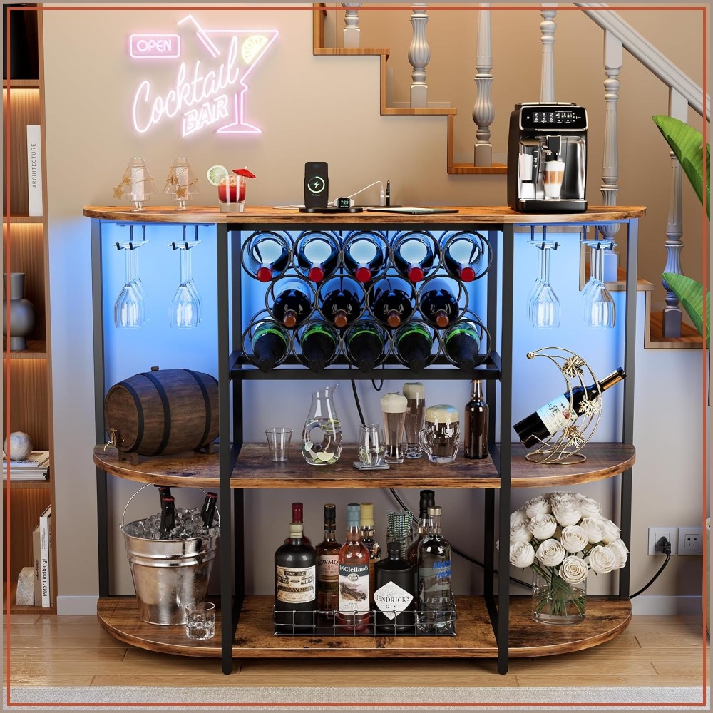 LED Lit Wine Bar Cabinet with  - Home Bar And Cabinet ulasan dan harga