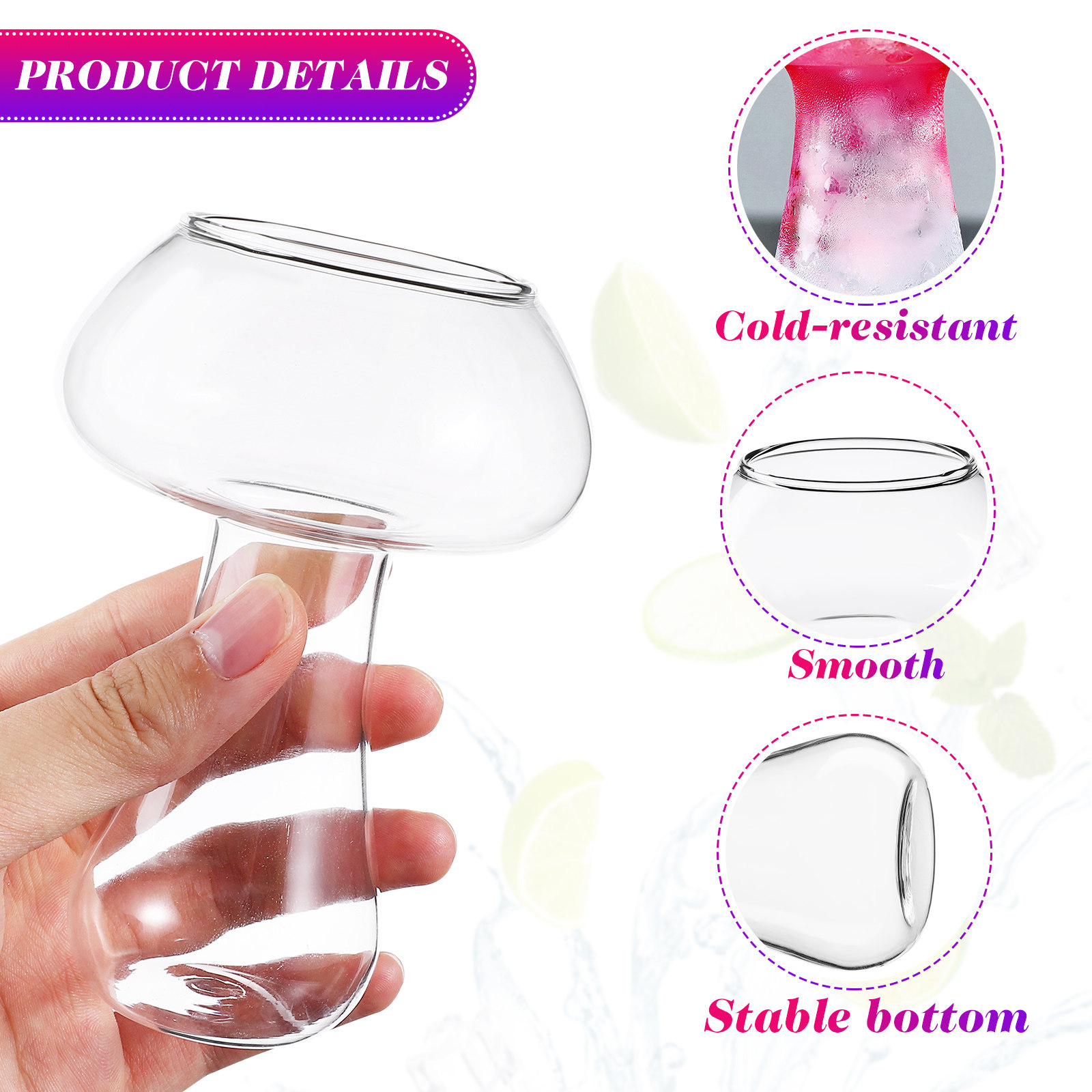 2Pcs Mushroom Glass Cup Transp - Home Bar Set ulasan dan harga